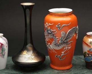 Japanese Porcelain & Metal Vases (4)
