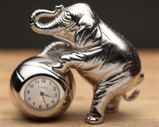 Timex Cast Chrome Circus Elephant Clock
