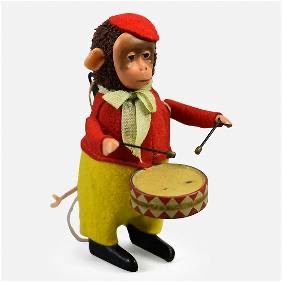 Schuco Tin Wind-Up Monkey Drummer Boy Made in Germany EXCELLENT SHAPE***