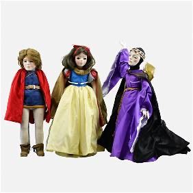 1980s Disney Snow White, Prince, Evil Queen 20" Porcelain Doll Lot -Dolls By Jerri