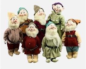1980s Disney Seven Dwarves Grumpy, Bashful, Doc, Happy, Dopey, Sneezy, Sleepy Porcelain Doll Lot