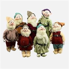 1980s Disney Seven Dwarves Grumpy, Bashful, Doc, Happy, Dopey, Sneezy, Sleepy Porcelain Doll Lot