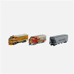 Two Locomotives and One Hopper HO Scale Model Trains