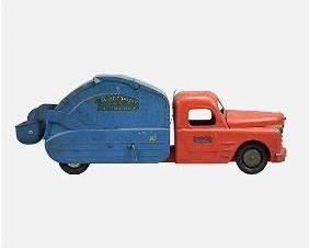 Pressed Steel Structo Toys Utility Truck No 7 City of Toyland Garbage Truck Red /Blue
