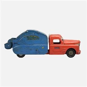 Pressed Steel Structo Toys Utility Truck No 7 City of Toyland Garbage Truck Red /Blue
