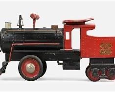 Pressed Steel Antique 1930s Keystone R.R. 6400 Steam Engine Ride On Train Toy
