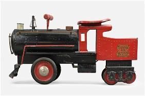 Pressed Steel Antique 1930s Keystone R.R. 6400 Steam Engine Ride On Train Toy
