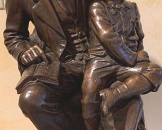 H. Baerer Bronze Sculpture of a Man and Young Boy
