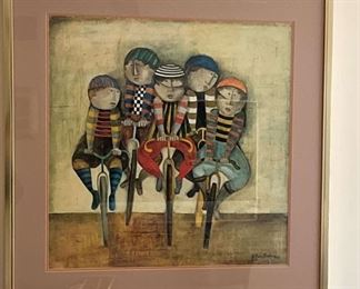 Lithograph of Bicycle Riders by Graciela RodoBoulanger