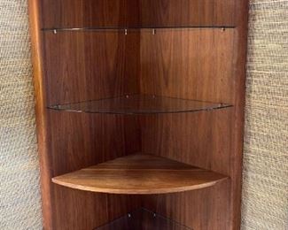Wood and Glass Corner Display Cabinet