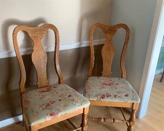 2 oak chairs 