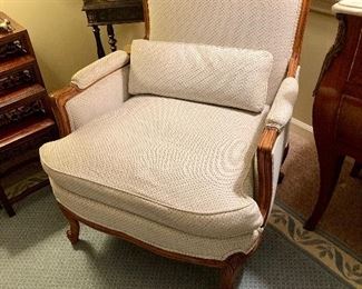 French down filled bergere armchair
32” w, 29” d, 38” h
