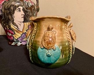Majolica turtle vase
