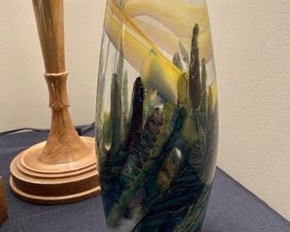 Art glass vase signed “John 80” on the underside 
