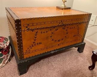 Painted nailhead blanket chest
29” w, 19” d, 18.75” h
