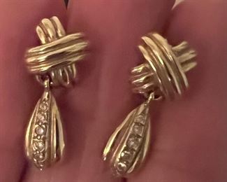 Tiffany signature X diamond and 18kt gold earring set 
