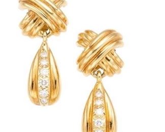 Tiffany & Co 18k gold X diamond earrings 