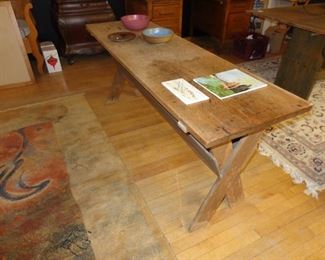 Antique pine sawbuck table