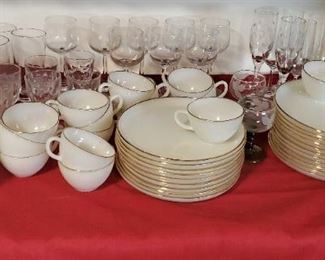 Vintage ivory colored snack plates and tea cups
