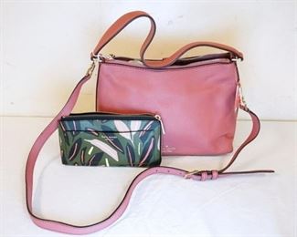 1018	KATE SPADE POMEGRANTE PEBBLED LEATHER SATCHEL WITH EVA MODERN FEATHER WALLET, BOTH NEW WITH TAGS. APPROXIMATELY 11 1/2 IN X 8 1/2 IN X 4 3/4 IN
