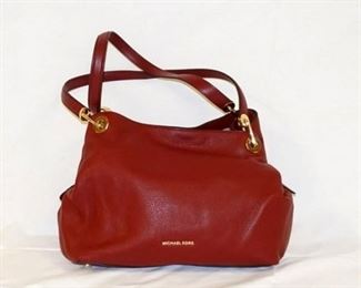 1044	MICHAEL KORS RAVEN LARGE BRANDY SHOULDER TOTE, LOOKS NEW, APPROXIMATELY 13 IN L X 11 IN H X 4 IN
