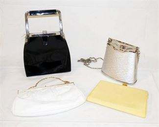 1076	GROUP OF 4 VINTAGE EVENING BAGS, WHITE ONE IS ETRA
