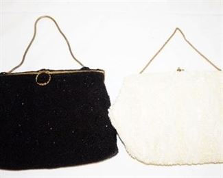 1098	2 BEADED BAGS BOTH MADE IN FRANCE, WHITE ONE MARKED JOSEPH
