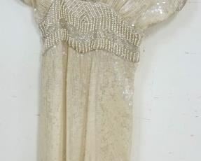 1110	BEUATIFUL BEADED EVENING GOWN BY JUDITH ANN CREATIONS, SILK SHELL

