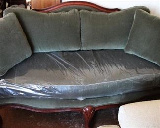 This French Country sofa by Ethan Allen is wonderfully styled and comfortably soft with it's velvet upholstery.  It's also in excellent condition.