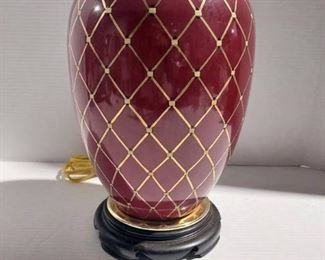 Beautiful Burgundy and Gold Oriental Accents Table Lamp