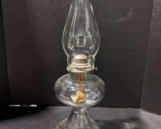 Clear Glass Pedestal Oil Lamp