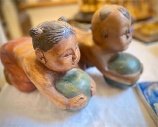 Vintage hand-carved Chinese melon babies 