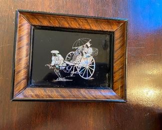 Small Framed Vintage Reverse Painted on Glass Art