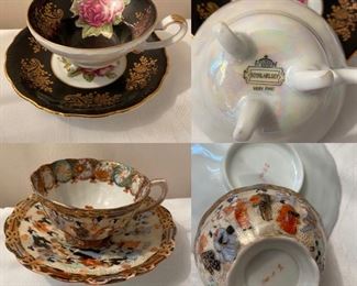 Royal Halsey very fine porcelain Cup & Saucer 
Hand Painted Porcelain Japanese Cup & Saucer 