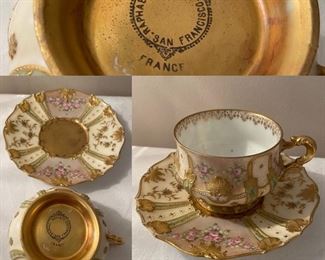 Raphael Weill & Co France hand Ptd Porcelain Cup & Saucer 
