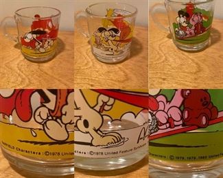 Garfield Characters 1978, 79 & 80 Glass Cups