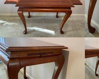 Vintage Queen Anne Style Side Table with pull outs