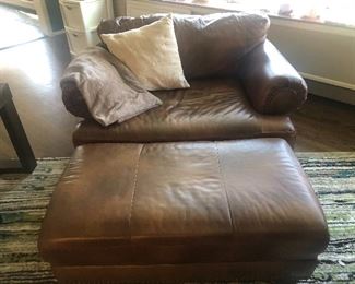 Leather Oversize Chair & Ottoman