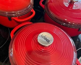 Lodge cast iron cookware, red