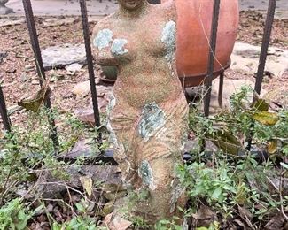 concrete female nude figurine yard art