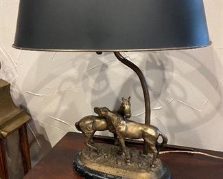 lamp with brass horse base