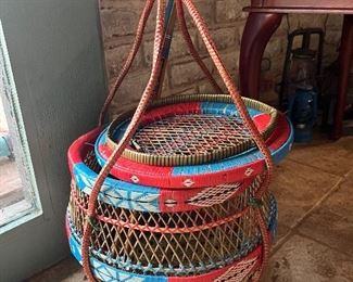 red/blue Native American fish basket