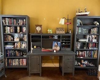 bookcases and desk