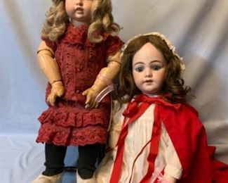 Jumeau body with a Bru head, and S&H larger doll as Red Riding Hood. 