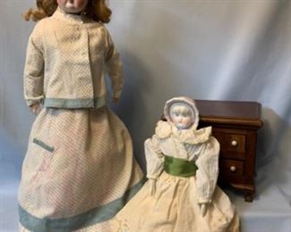 Fashion  Doll and Bonnet head doll with little dresser. 