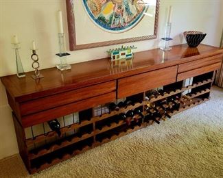 Large contemporary/ midcentury buffet with lower wine racks
