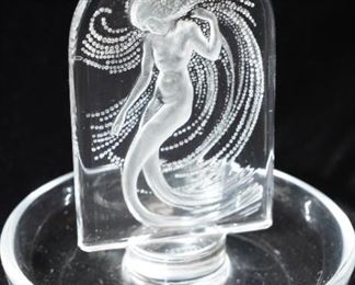 Lalique frosted nude medusa trinket dish