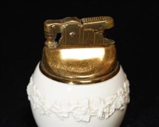 Vintage ceramic wedgwood & brass table lighter