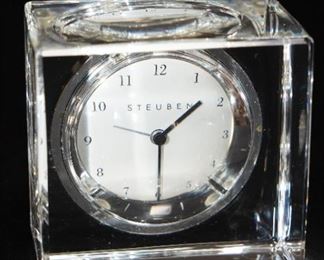 Steuben crystal desk clock