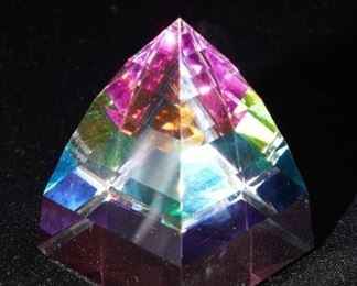 Swarovski crystal iridescent pyramid paperweight
